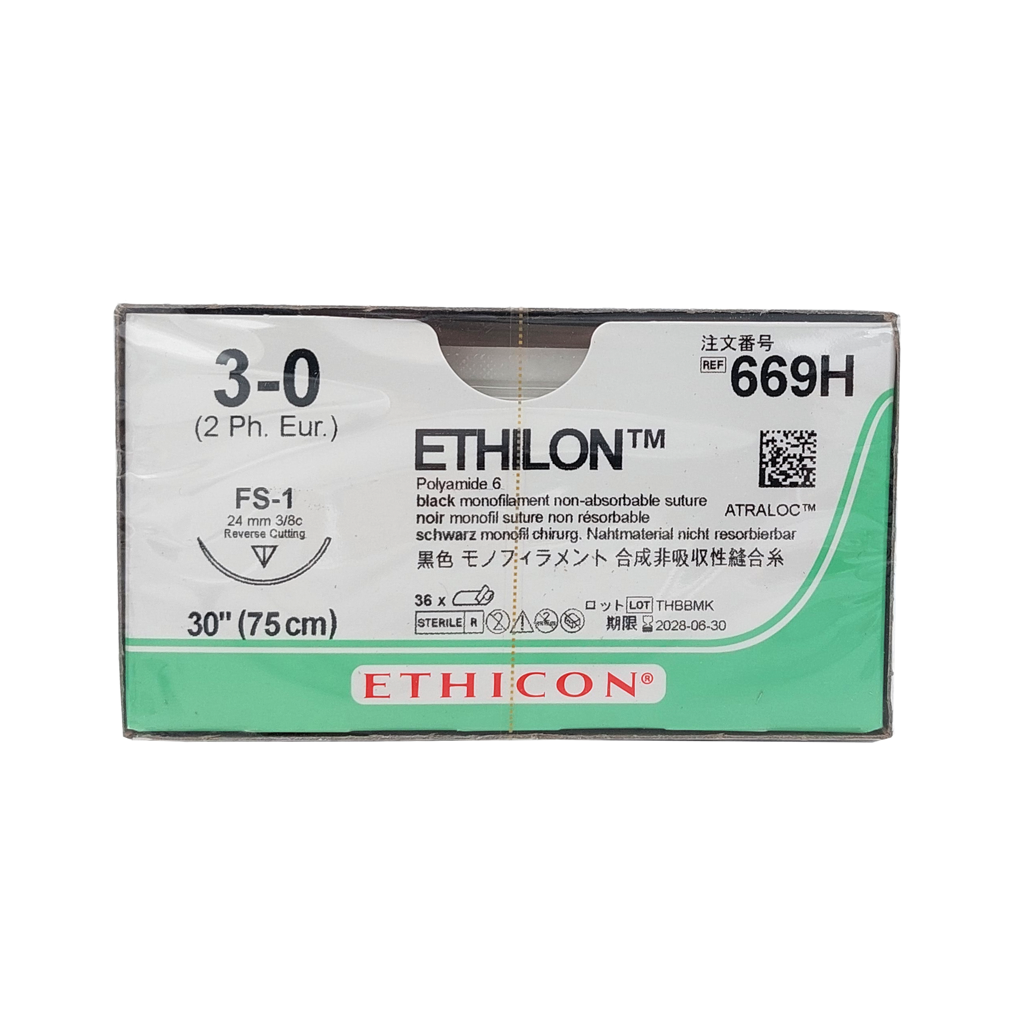ETHILON SCHW MONOFIL - 669H 36 FS1 schwarz ,stahlfarben 0,75 3-0 - 669H