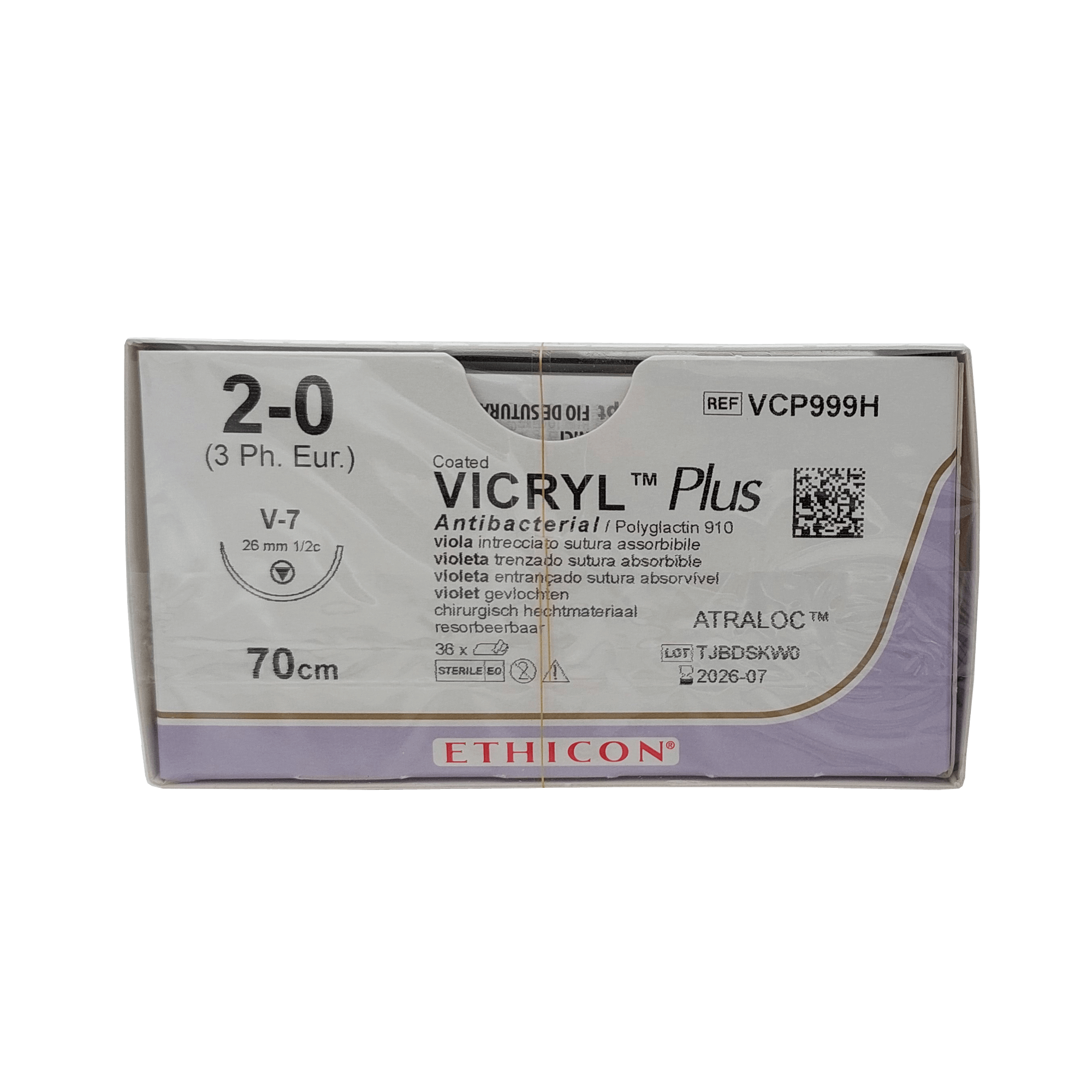 VICRYL PLUS VIOL GEFL - 2-0; V7; 0,70 - VCP999H