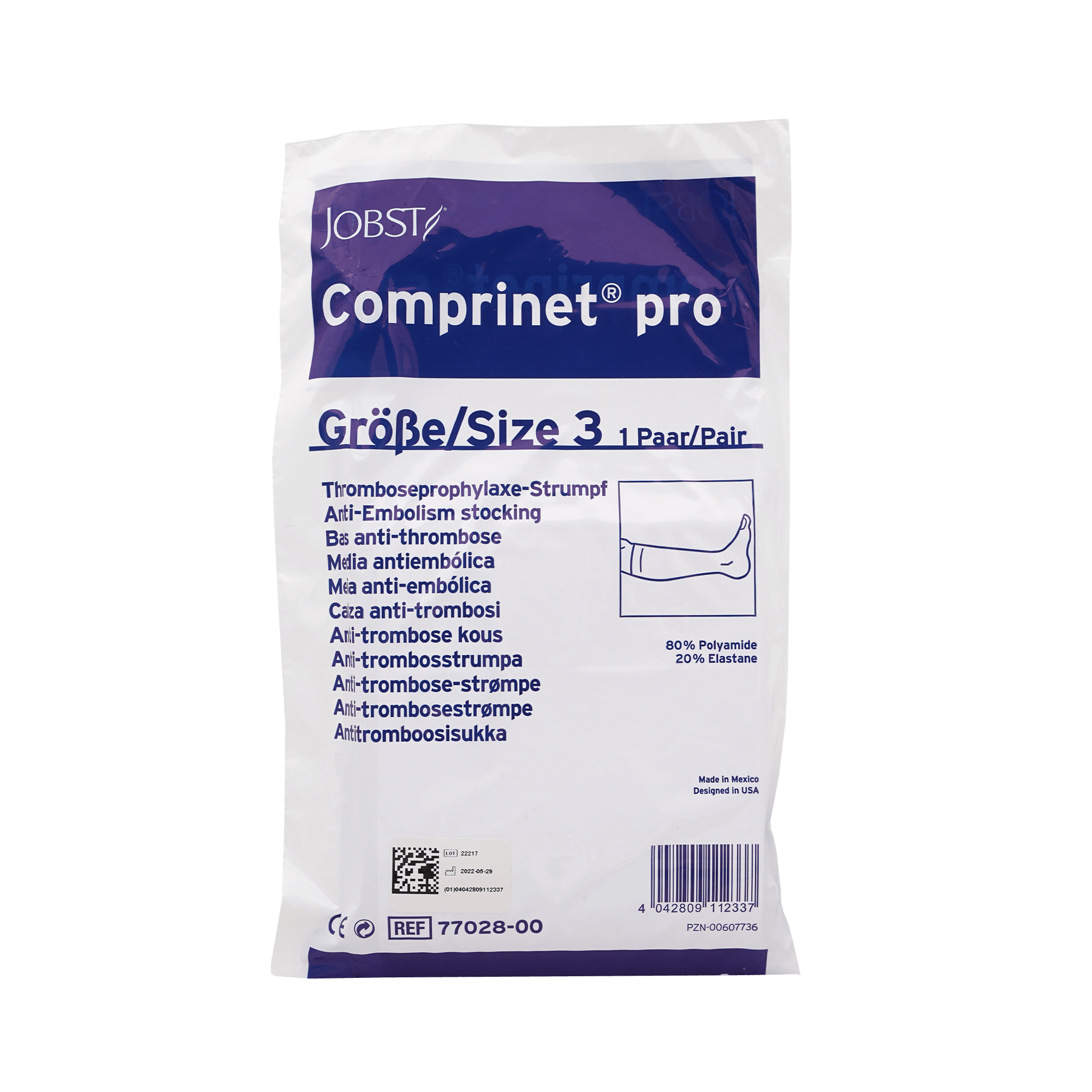 COMPRINET pro Strumpf Knielang Gr.3 weiß (38-46 cm Weite)