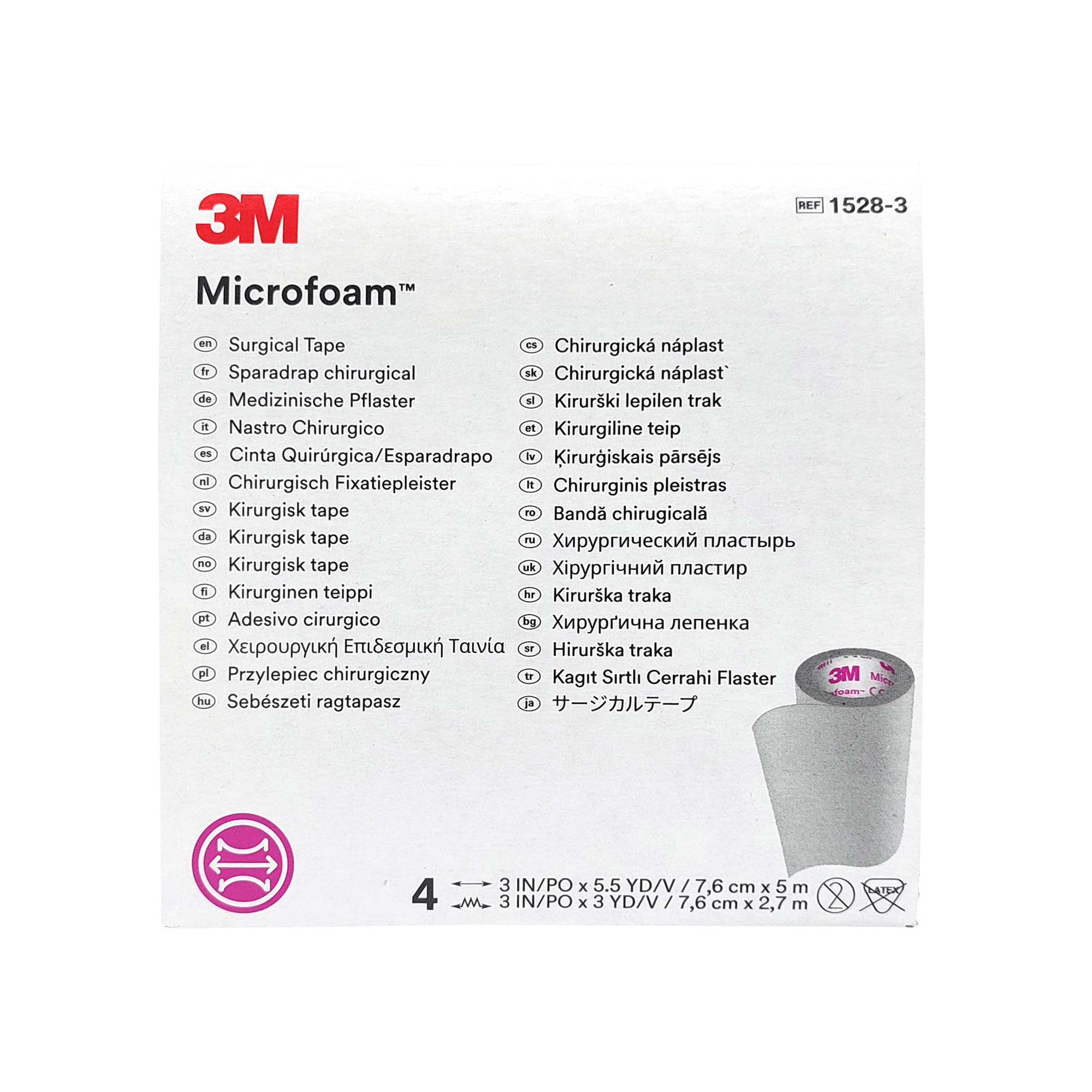 Microfoam Medizinisches Pflaster 7,6 cm x 2,7 m weiß (4 Stk.)