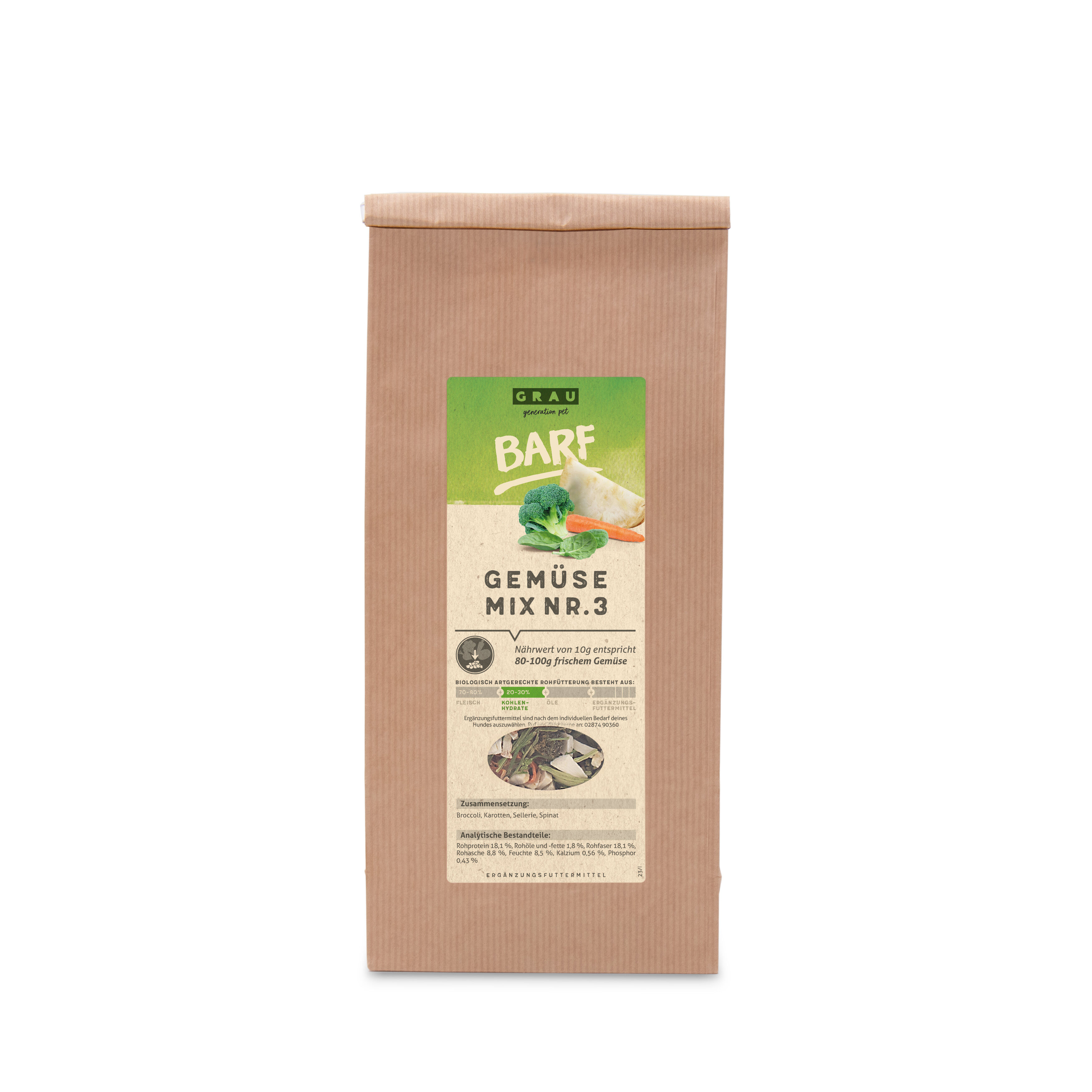 Grau - Gemüsemix Mischung Nr. 2 500g
(35% Karotte, 30% Pastinake, 23% rote Beete, 12% Zucchini)